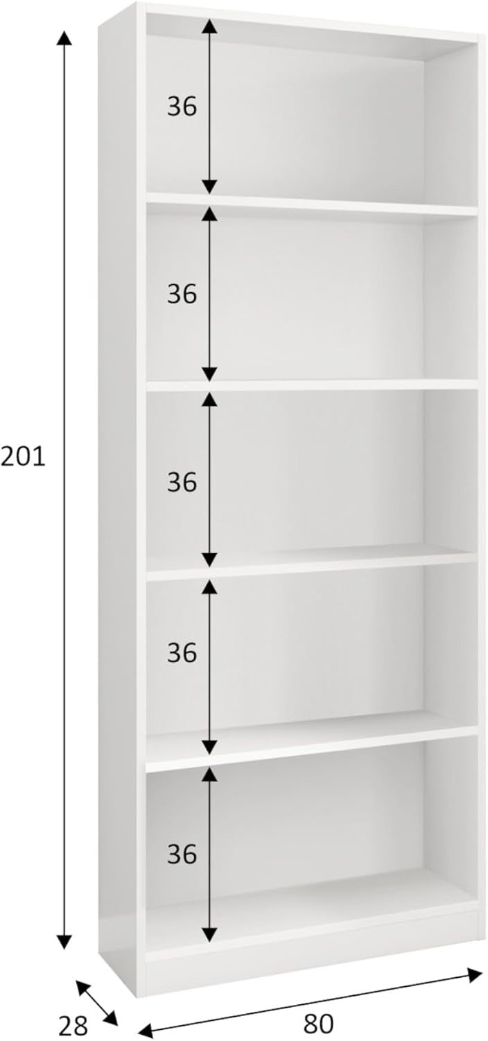 Stylus 5-Tier Bookcase – White