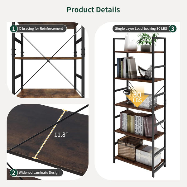 Adriene 5-Tier Bookcase