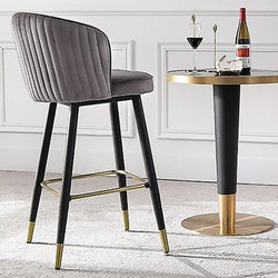 Velora Tufted Velvet Bar Stool – Gray