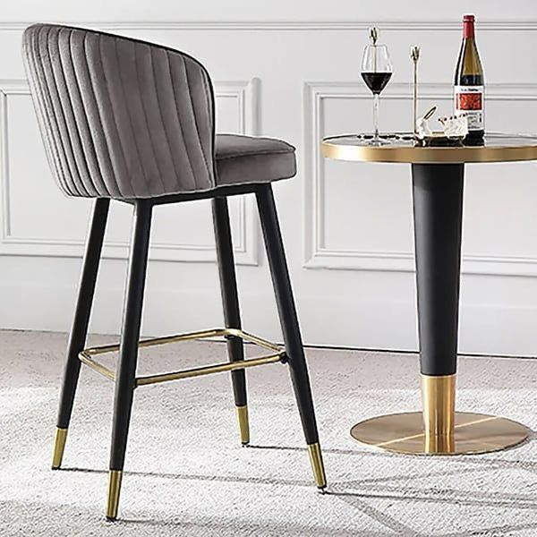 Velora Tufted Velvet Bar Stool – Gray