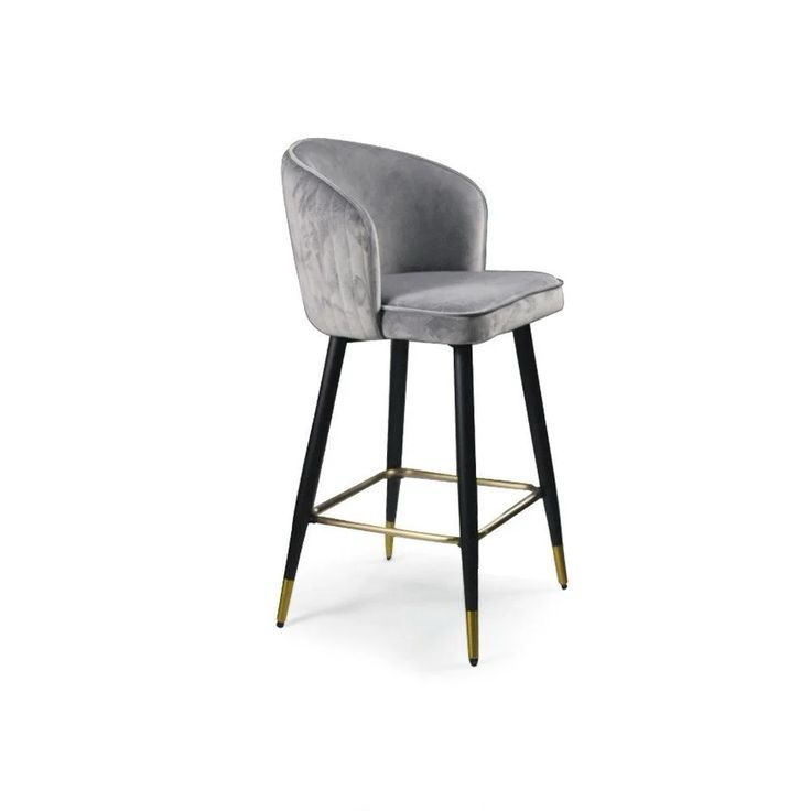 Velora Tufted Velvet Bar Stool – Gray