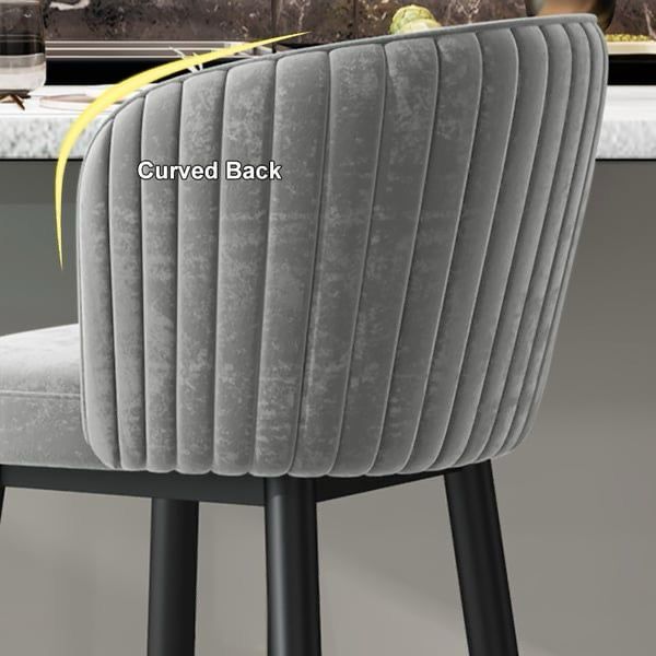 Velora Tufted Velvet Bar Stool – Gray