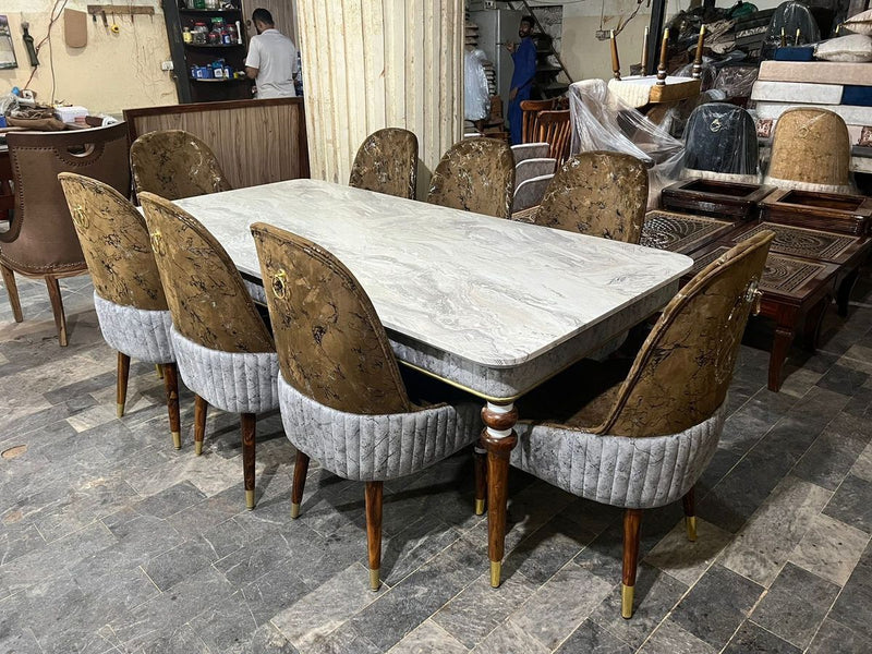 Valerio 6-Seater Marble Dining Table Set