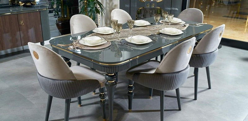 Lunaris Glass Dining Table Set – 6 Seater