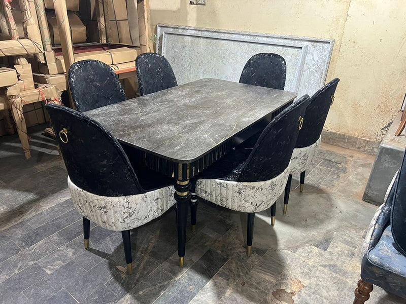 Lunaris Glass Dining Table Set – 6 Seater