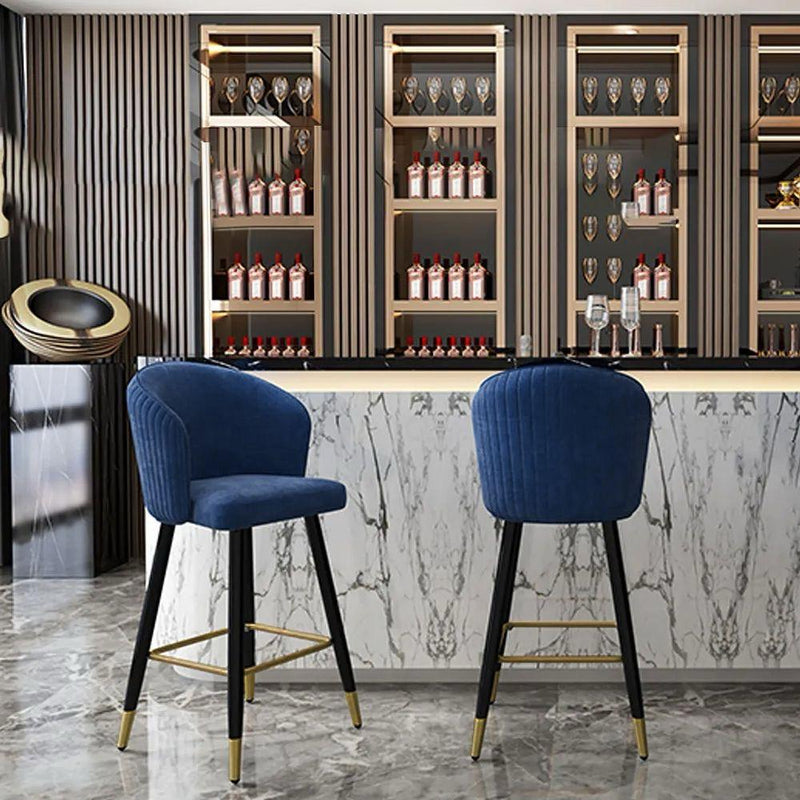 Velora Tufted Velvet Bar Stool – Gray